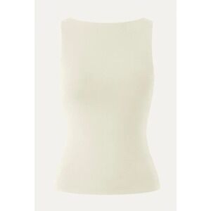 OGL Women S Cornsilk Tank Top Boat Neck Sleeveless Stretch Cotton Built-in Bra